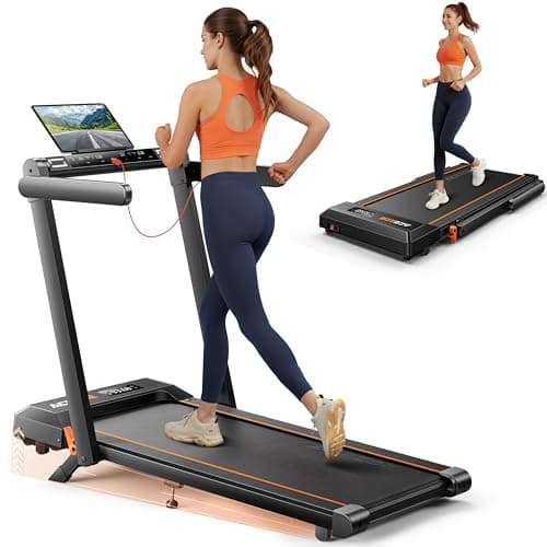 Acezoe Folding Treadmill with 10% Incline, 2.5 HP Walking Pad with Handle Bar, 300 lb Capacity Treadmills for Home/Office, Foldable Treadmill with App & Speaker, 0.6-10 MPH