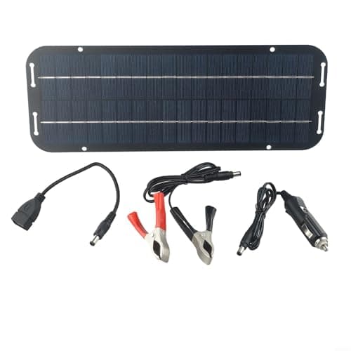 NEIQIUWING 60W Solar Panel 12V Trickle Battery Charger, Monocrystalline PV Module with Blocking Diode, IP65 Waterproof Maintainer for Car Van Boat RV Motorcycle, for ALLIGATOR Clips and Suction Cups