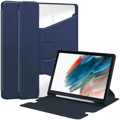 SZLONKOU Tablet Cover for Samsung Galaxy Tab A8 10.5 X200 X205 X207(2022 Release),Lightweight 360 Degreen Folio Stand Leather Case Keyboard Friendly for 10.5" SM-X200 SM-X205 SM-X207 (TBRO-Dark Blue)