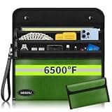 Fire Proof Bag for Documents 3 Pockets(6500℉),2 Pack Fireproof Money Bag with 3 Water-Resistant Zipper,10 Layers of Heat Insulated Materials,for Cash,Valuables,Legal Documents Safe