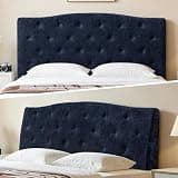 Vamcheer Upholstered Headboard Queen Size, Height Adjustable Headboard for Bed, High-Density Sponge Headboards, Modern Diamond Button Design Head Board, Navy Blue