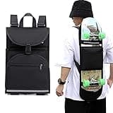 Elolicu Skateboard Backpack Bag, Foldable Carrier Travel Skateboard Bag Regular Skateboard Longboard Bag Adjustable Shoulder Straps for Electric Skateboard Universal Street Trend Girls and Boys