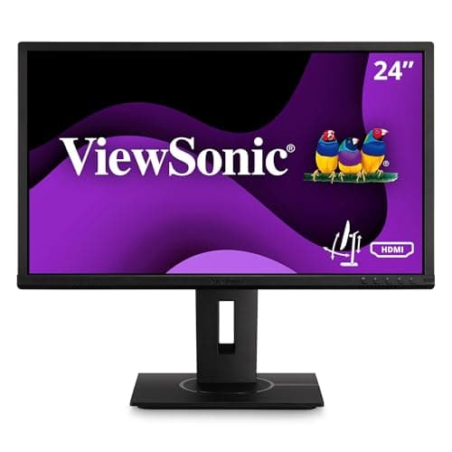 ViewSonic VG2440 24 Inch 1080p Monitor, VA Display for Smooth Home and Office Productivity, Advanced Ergonomics, HDMI, DisplayPort, VGA, and USB Inputs