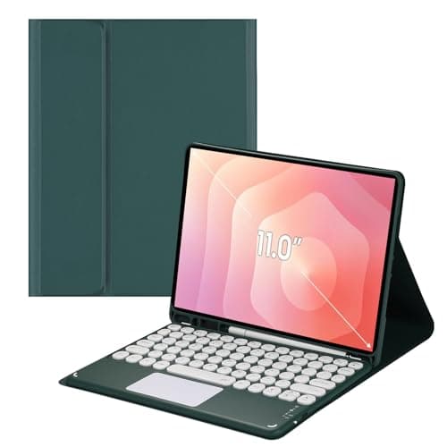 Touch Keyboard Case for Samsung Galaxy Tab S11 5G 11 Inch 2025 Model (SM-X730/X736B) - Soft TPU Cover with Detachable Bluetooth Touch Keyboard (Dark Green)