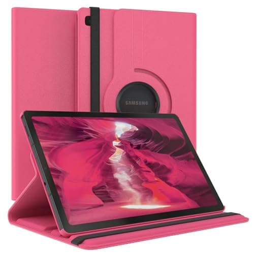 Vultic Rotating Case for Samsung Galaxy Tab A 10.1 2019 (10.1-inch) [SM-T510/T515], 360 Degree Stand [Auto Sleep/Wake] Folio PU Leather Smart Tablet Cover (Hot Pink)