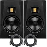 ADAM Audio AMS-T7V T7V 7-inch Studio Monitor Black Pair Bundle with OnStage 25ft XLR Cable 2 Pack