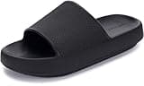 BRONAX Pillow Slippers for Women and Men | House Slides Shower Sandals | Cushioned Thick Sole 42-43 Black