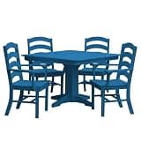 Keystone Amish Co. Poly Composite Josie 5-Piece Dining Set with Square Table, with Arms, Blue