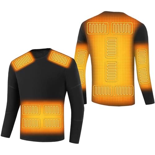 Thermal Underwear Shirt for Men 16 Zones Electric Heated Shirt Fleece Liner Heating Baselayer Top for Outdoor Sport,Black,XS