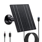Zivif 10W Solar Charger, 5V Solar Panel for Security Cameras with USB-C/Micro USB/DC 5.5x2.1mm Ports, IP66 Waterproof, 360° Adjustable Mount & 7.2ft Cable