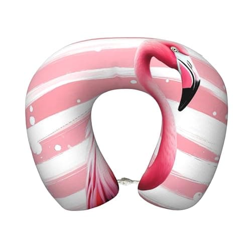 Qewfoju Neck Pillows for Sleeping Memory Foam Travel Pillows U Shaped Travel Neck Pillow Soft Headrest Pillow Suitable for Planes Car Office - Flamingo