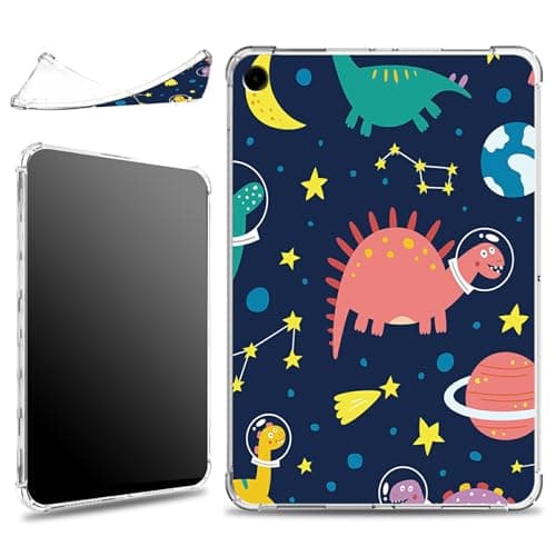 for Samsung Galaxy Tab A9+/ A9 Plus 11 inch 2023 (SM-X210/X216/X218) Case, Slim Silicone Lightweight Clear Military-Grade Corners Shockproof Case Soft TPU Cover, Space Dinosaur