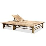 POUFGDR Bamboo 2-Person Sun Lounger with Adjustable Backrests for Patio, Garden, or Pool Area