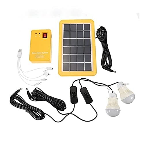 Solar Power Panel Generator Home System Kit With 3 LED Bulbs Solar Lamp Emergency Light 4 Heads USB Charging for Outdoor Garden Power, Garden & Hand Tools(3W-2Bulb)