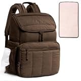 SPORJET Puffy Diaper Bag Backpack for Mom, Lightweight Quilted Baby Bag with Waterproof Changing Pad, Large Travel Diaper Backpack with Insulated Bottle Pockets, Wipes Pocket, Stroller Straps