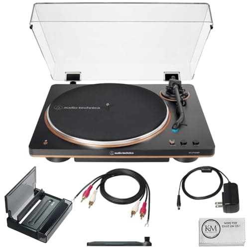 Audio-Technica Consumer AT-LP70XBT Stereo Turntable with Bluetooth (Black & Bronze) Bundle with Record Cleaning Tool & Record Cover Stand + Cleaning Cloth (3 Items)