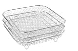 3 Layers Air Fryer Rack Stainless Steel Stackable Grill Food Dehydrator Basket Accessory Cook Several In One Time(Square)