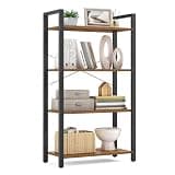 VASAGLE 4-Tier Bookshelf, Bookcase with Steel Frame, Book Shelf for Living Room, Home Office, Study, 11.8 x 26 x 47 Inches, Industrial Style, Rustic Brown and Ink Black ULLS60BX