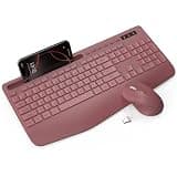 Wireless Keyboard and Mouse Combo - Full-Sized Ergonomic Keyboard with Wrist Rest, Phone Holder, Sleep Mode, Silent 2.4GHz Cordless Keyboard Mouse Combo for Computer, Laptop, PC, Mac, Windows -Trueque