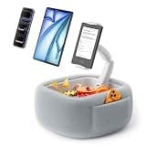LULULOOK Tablet Pillow Stand, Compatible with iPad, iPhone and 4.7-14.6”Tablet, 360° Adjustable Kindle Pillow Stand for Bed with Ultra Fluffy Fabric & Snack Bowl (Fluffy Gray​)