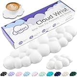 Sushret Cloud Wrist Rest Keyboard, Cloud Keyboard Wrist Pad Set with PU Leather Memory Foam, Cute Arm Rest for Palm Support, PC/Gaming Desk Accessories/Office Setup/Computer Hand Cushion - White