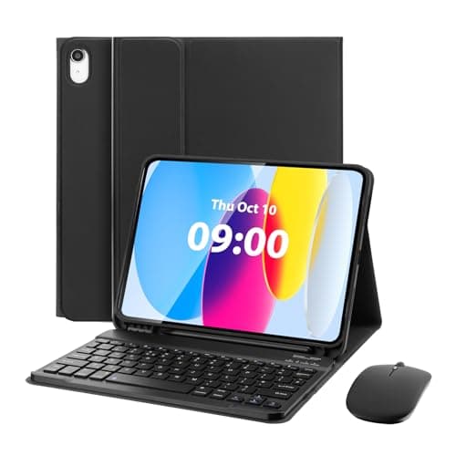 MAYPHY Keyboard Case with Mouse for iPad (A16) 11th Generation 11 Inch 2025/iPad 10th Generation 10.9 Inch 2022, Detachable Keyboard Case with Pencil Holder, Multi-Angle Viewing, Black