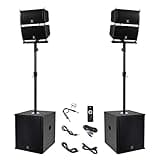 PRORECK Club 6000 15-inch 6000W P.M.P.O Stereo PA Speaker System Combo Set 4 Line Array Speakers, 2 15-inch Subwoofers with Bluetooth/USB Read/SD Card/Remote Control, for Party DJ Wedding Meeting