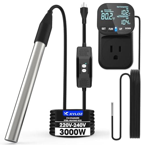 Immersion Water Heater 240V 3000W Portable Electric Heater with Rapid Heating, with Adjustable LCD Thermostat & GFCI,for Kitchen Sink, Bathtub, Spa, Stock Tank, Livestock Water Trough & Baptismal Pool