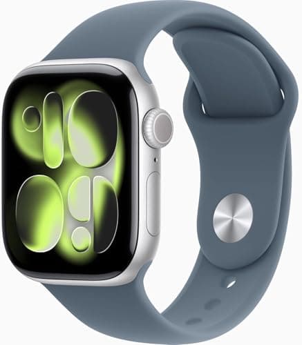 Apple Watch Series 11 [GPS + Cellular, 42mm] Silver Aluminum Case with Anchor Blue Sport Band, M/L (Renewed Premium)