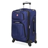 SWISSGEAR Sion Softside Expandable Spinner Luggage Durable Lightweight Travel Suitcase, Blue, Carry-On