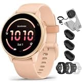 Garmin VIVOACTIVE 6 Health and Fitness GPS Smartwatch Pink Dawn with Silicone Band 010-02985-03 Bundle with Deco Essentials Nylon Elastic Bands 20mm 3 Pack, Charging Dock and Dust Cover 3 Pack