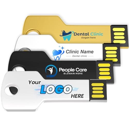 64GB 25Pcs Custom Key Shaped USB 2.0 Flash Drive, Bulk Personalized Metal Thumb Drives, Printing/Engraving Your Logo & Text on Double-Sided Memory Stick for Office/School/Promotions/Photography