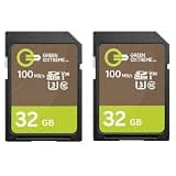 Green Extreme 32GB SDHC Memory Card, Class 10 U3, Up to 100MB/s Read Speed (2 Pack)