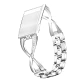 Replacement Band Compatible for Whoop 5.0 Life MG/ 5.0 Peak/ 5.0 One, Dressy Bling Crystal Diamonds Bands, Watch Strap with Metal Case for Women, Tool-Free Length Adjustment (Silver)
