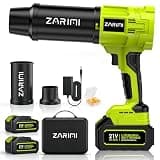 ZARIMI 990,000 RPM Cordless Leaf Blower, Electric Handheld Snow Blowers with 2 Batteries & Charger, Lightweight for Patio, Lawn, Yard, Deck Cleaning Green