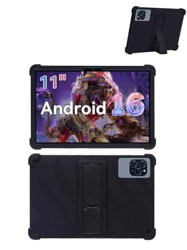 Case for Zenva T90 11 Inch Android 16 Tablet, FJIASTB Soft Silicone Kids Friendly Protective Cover with Adjustable Stand, Drop-Proof (Black)
