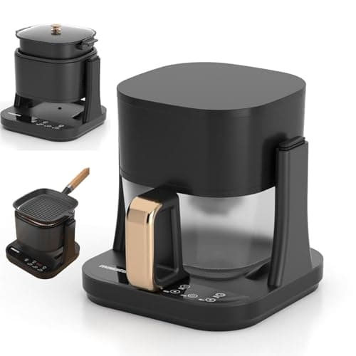 Air Fryer Glass Air Fryer,Grill,Heat Circulation,Timer,Transparent Bowl,Space Saving Design(Black)