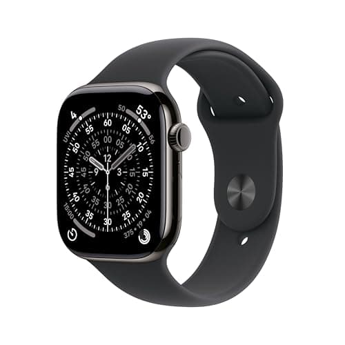 Apple Watch Series 11 [GPS + Cellular 46mm] Smartwatch with Slate Titanium Case with Black Sport Band - M/L. Sleep Score, Fitness Tracker, Health Monitoring, Always-On Display, Water Resistant