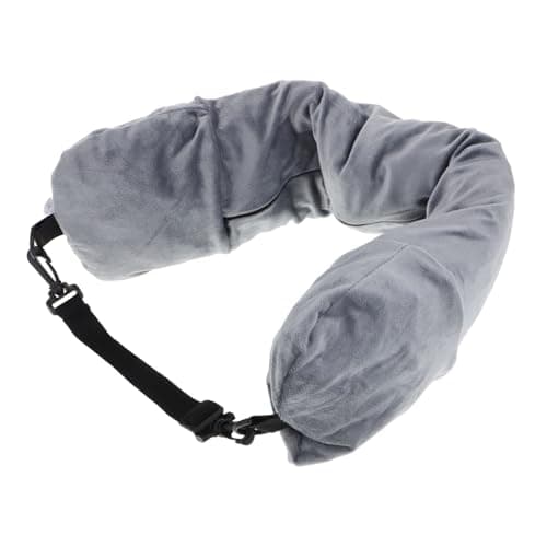 Ciieeo Stuffable Travel Neck Pillow Storage Bag Fillable Travel Cushion for Airplane Lightweight Portable Neck Support for Flights Grey