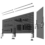 XINGNEST Clamp On Desk Pegboard 32" x 12" with Accessories - No Drill Metal Desktop Organizer & Privacy Panel - Vertical Storage Divider for Home Office and Gaming Setup, Black