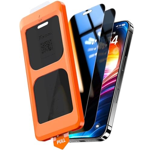 TOCOL for iPhone 16 Plus 15 Plus Privacy Screen Protector True 25°Anti Spy 9H+ Hardness Tempered Glass Full Coverage Screen Protector Easy Installation 2 Pack