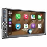 6.9 Inch Car Stereo with Wireless Apple CarPlay & Android Auto, Wireless AirPlay Mirror Link, Double Din Radio with 1024*600 Toucscreen, AM/FM RDS, Bluetooth, Type-C/USB/TF/AUX, 12-LED Backup Camera