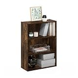 Furinno PASIR Book Shelf, 3-Tier Bookshelf, Storage Shelves Bookcase, 9.7 x 23.7 x 31.5, for Living Room, Bedroom, Home Office, Amber Pine