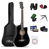 38"inch Acoustic Guitar Beginner Kits, Cutaway Wood Acustica Guitarra for Beginners Adults with Online Lesson,Gig Bag,Picks,Steel Strings Strap with Picks Holder