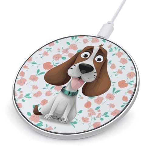 Funny Dog Wireless Charger 10W Max Fast Wireless Charging Pad Lightweight Charging Station Portable Ultra Slim Charger Mat for Most Phone for Travel Home Office Desk