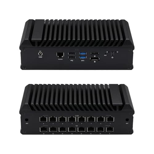 Qotom Fanless Mini PC Q1052GP, Intel Core i5-8260U Quad core up to 3.9 GHz, 16 LAN Ports (8 x Intel 2.5G + 8 x Realtek 1G), Industrial Barebone Router Network Server