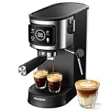 SHARDOR 15 Bar Espresso Machine with Milk Frother, LED Touchscreen, Black