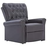 KTPRTOCK Gray Faux Leather Reclining Chair with Adjustable Backrest and Footrest, Thickly Padded Armchair for Comfortable Lounging in Any Room