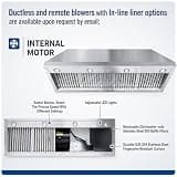 CHETTO C Black Stainless Steel Range Hood with High CFM Vent Hood Insert 4-Speed Settings Baffle Filter LED Lights 60"W x24"D x57"H Wall Mount