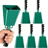 6 PCS Metal Cow Bells with Handles, Large Loud Cow Bells Noise Makers for Football Games, Sporting Events, New Year’s Eve, Farm Hand Chimes,Celebrating and More (8.8inch Green)